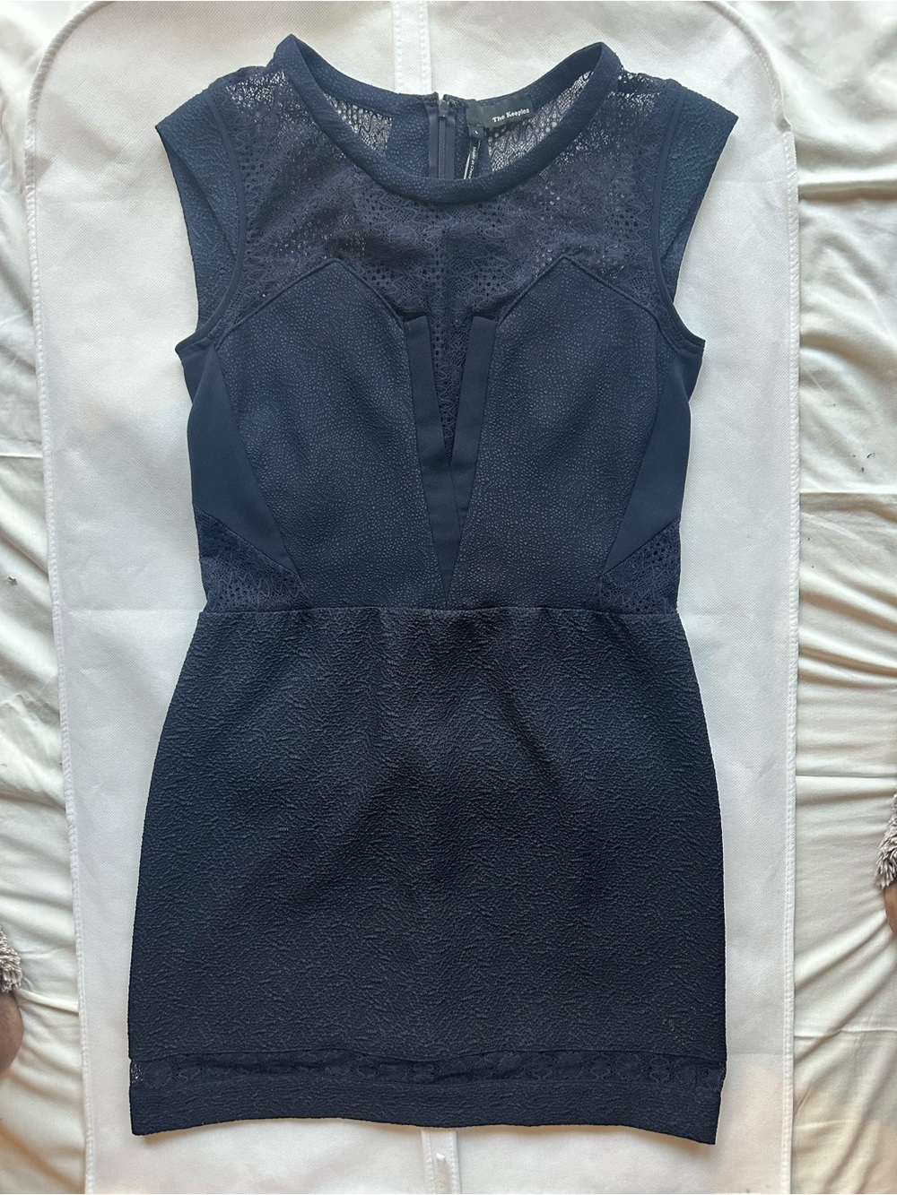 The Kooples Navy Lace-Trim Mini Dress